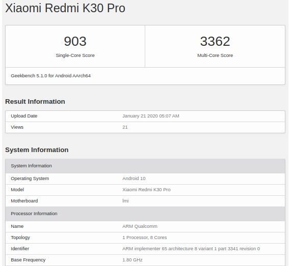 Технические характеристики Redmi K30 Pro