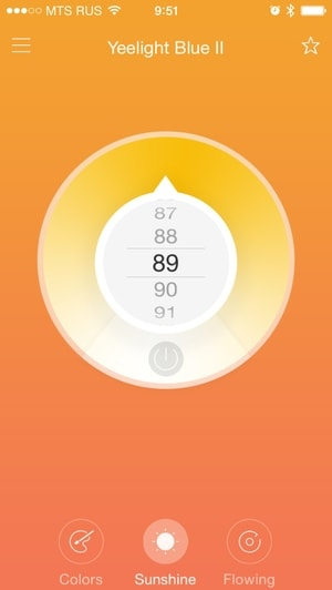 Установка яркости Xiaomi Yeelight Bulb 2 через приложение Yeelight Выбор уровня яркости Xiaomi Yeelight Bulb 2 через приложение Yeelight