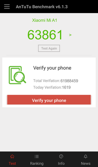 Результаты теста по AnTuTu для Xiaomi Mi А1 Итоги теста по AnTuTu для смартфона Xiaomi Mi А1